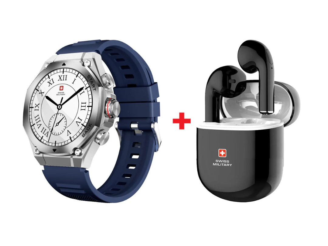 Swiss Military DOM 6 Smartwatch + Victor 5 Earbuds – Qatar Swiss Military DOM 6 Smartwatch + Victor 5 Earbuds – Qatar